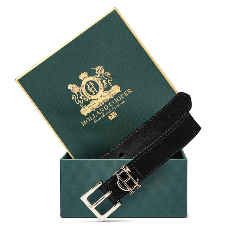 Holland Cooper HC Slim Logo Belt - Black-1